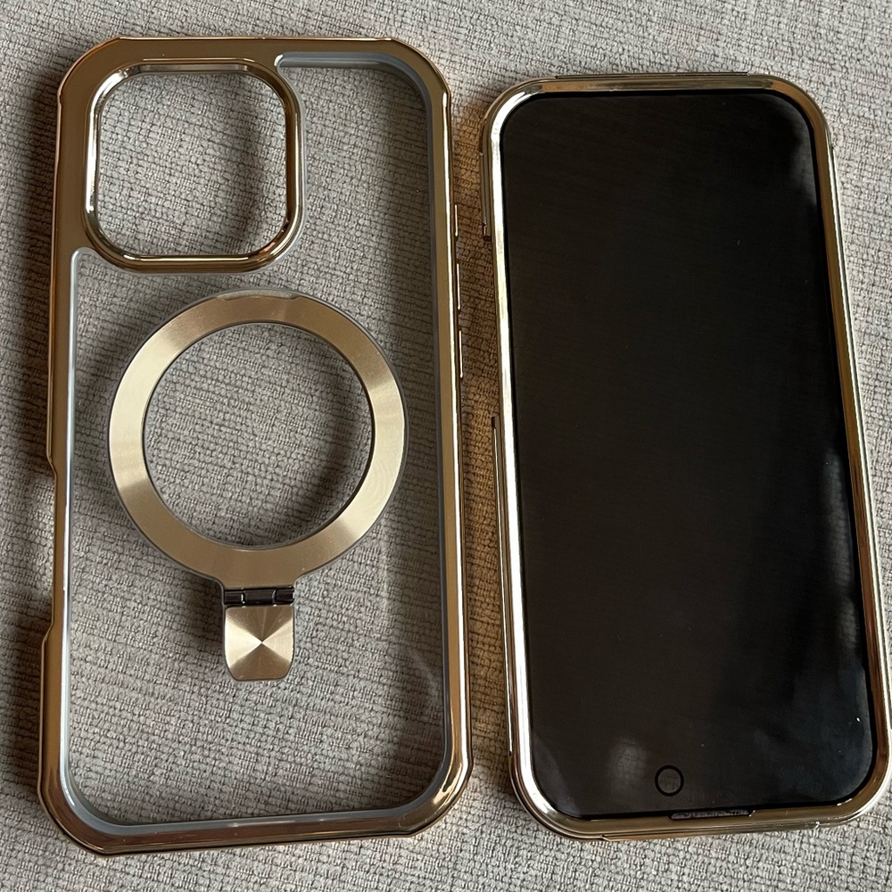 iPhone 16 Pro gold case with built in screen protector. New in box
